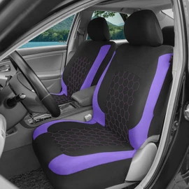 AUTOKING Honeycomb Embroidery Front Seat Covers for Cars,Trucks,Vans,SUVs,Sedans,Universal Size,Airbag Compatible,Purple Seat Covers 2 Front Seats Only (Purple)