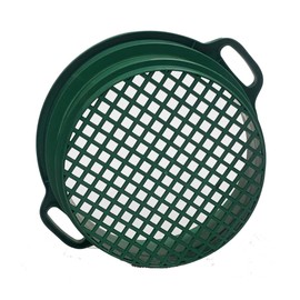 SE Deep Green Plastic Screen Stackable Sifting Pan with Handle Perfect for Gardening, Treasure Hunting, Prospecting, Meal Worms, and More (GP26-18P)