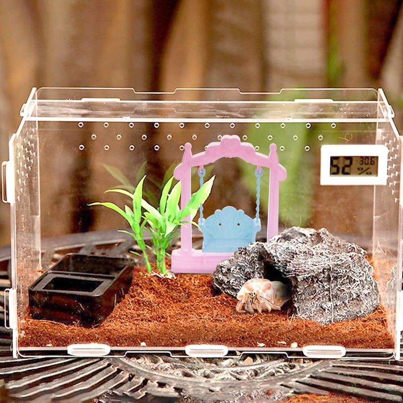 LIUZONGIN 2 Pack Mini Swing Hermit Crab Climbing Toy Terrarium
