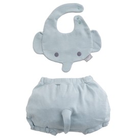 aboo Bib & Bloomers Set, Baby Shower, Baby Bib with Tail, Baby Clothes, Animal Face, Baby Gift, Boxed, Newborn, Machine Washable, Elephant