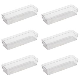 Oggi Clear Drawer Organizer - 3" X 9.5" (Set of 6) - Ideal for Organizing Kitchen Drawers, Office, Desk, Silverware, Kitchen Utensils, Cosmetics and Bathrooms