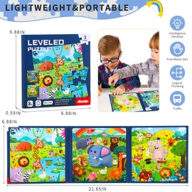 Magnetic Puzzles for Toddlers 3-5 - 3 in 1-61 Pieces Magnet Puzzle Book for Kids Ages 4-8 Travel Puzzles Game Magnetic Jigsaw Puzzle Animals Activities Toy for Boys and Girls