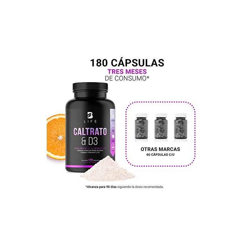 B Life Citrato de Calcio y Vitamina D3 con 180