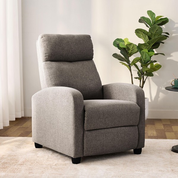 zzlay Fabric Recliner Chair for Living Room, Manual Push Back