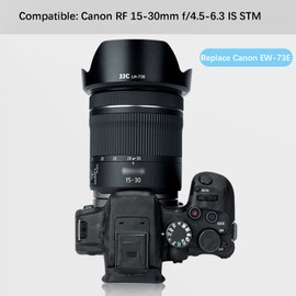 JJC EW-73E Reversible Petal Lens Hood for Canon RF 15-30mm F4.5-6.3 is STM Lens, Replace Canon EW-73E Lens Hood, with Microfiber Cleaning Cloth