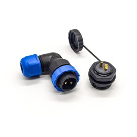 Elecbee Aviation Plug SP21 2 Pin IP68 Waterproof Connector Female with Rear Nut and Right Angle Plug Dustproof Satellite Cable Connector