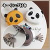 Cute Panda Genuine Leather Coin Case with Keychain Women Double