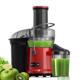 SiFENE Centrifugal Juicer Machine, Rapid 800W Juice Extractor, Large 3.2'' Feed Chute for Whole Fruit Veg Juicing, Easy to Clean (Red)