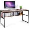 Tangkula 55 Inches Computer Desk with Bookshelf, Study Writing Table