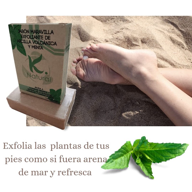 Jabon Exfoliante de Arcilla Volcanica y Menta Para Pies Relajante