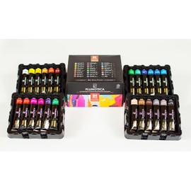 PLUMOTECA Pintura Acrilica Profesionales Set de 24x22ml Arte Con Pinceles Pintar Lienzo Tela Madera Vidrio Textil Caballete Pinturas Acrilicas Artisticas Kit Niño Para Acrilico