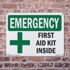 First Aid Kit Inside OSHA Emergency Aluminum Sign 10 Inch