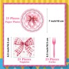 ZJJZOAA 75 Pcs Pink Bow Party Supplies,7 Inch Party Dessert