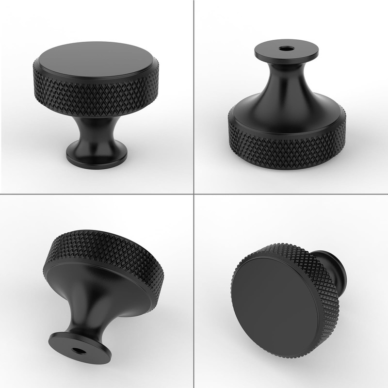 9BUILD 10 Pack Matte Black Cabinet Knobs Single Hole Cupboard