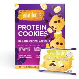 Smart for Life Banana Chocolate Chip Protein Cookies - High Protein Cookie Diet - 12 Count - Meal Replacement - On-the-Go Snack - Low Calorie Super High Fiber Cookies