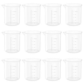 10 Oz Transparent Lab Measuring Cup, 300ml Plastic Beaker Cups, for Science Experiment, Liquid Measuring, 12 Pcs