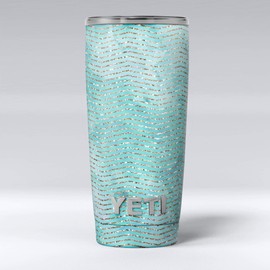 Design Skinz Blue-Green Watercolor and Gold Glitter Chevron - Skin Decal Vinyl Wrap Kit compatible with the Yeti Rambler Cooler Tumbler Cups