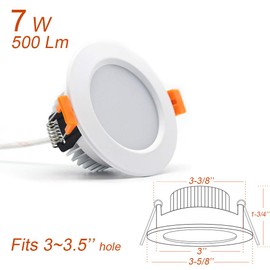 3 inch Dimmable LED Recessed Lighting, 7W Retrofit Downlight, 6000K Daylight White, CRI 80 with LED Driver, as AC 110V Ceiling Light Fixture for Living Room, Kitchen, Bedroom, Hallway, 10 Pack