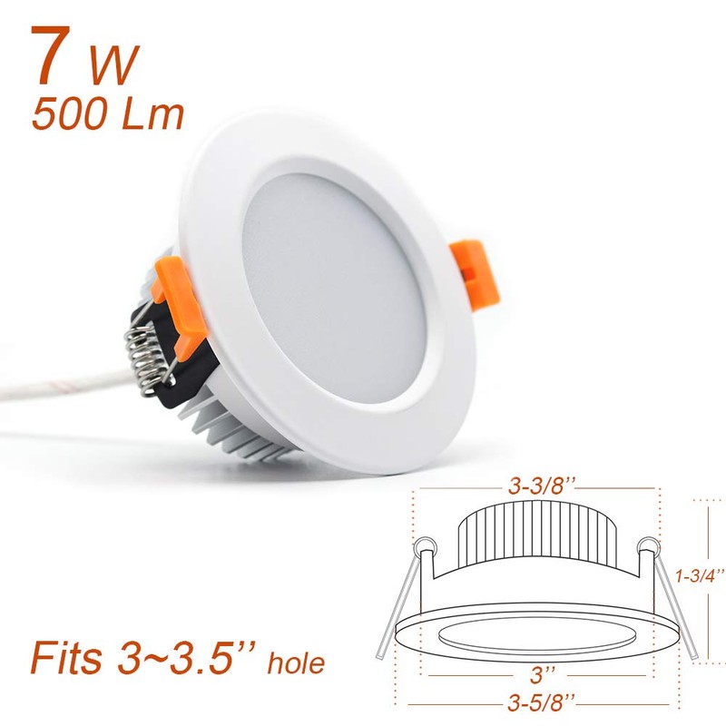 3 inch Dimmable LED Recessed Lighting, 7W Retrofit Downlight, 6000K