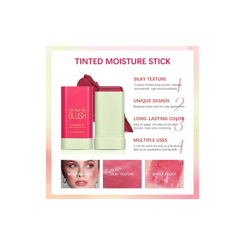 3pcs Maquillaje Colorete En Barra Labios Y Mejillas Natural
