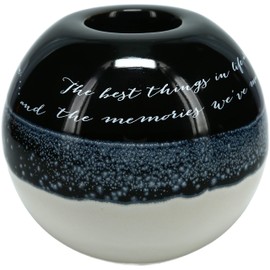 Pavilion Gift Company - The Best Things in Life are The People We Love The Places We've Been and The Memories We've Made Along The Way - 4.5" Round Tealight Candle Holder with Unique Reflective Glaze