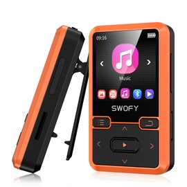 Clip MP3 Player with Bluetooth 5.0, 32GB Children's MP3 Player Portable Speaker Music Player Support FM Radio Recording Maximum Support TF Card 128GB (Orange)
