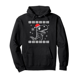 Xmas T-Rex - Santa Dinosaur Christmas lights Holiday Costume Pullover Hoodie