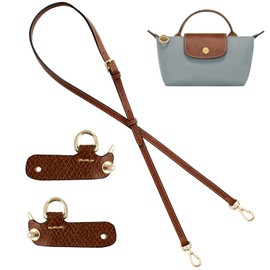 Neylissia Leather Purse Straps for Longchamp Mini Bag Conversion Kit, Fine Bag Shoulder Strap Replacement Crossbody, Adjustable for Most Mini Bag Pouch Women (Brown, M)