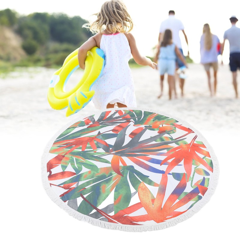 Round Beach Towel Blanket Circular Beach Tassels Blanket Oversized Picnic