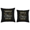 Thorne Bay Alaska USA Retro Motorcycle Distressed Design Throw Pillow