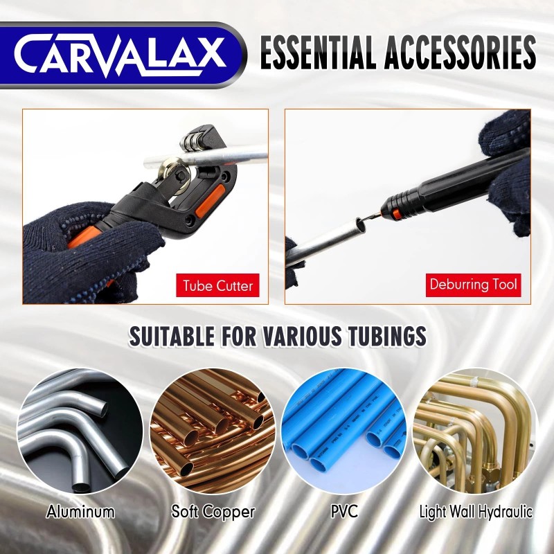 CARVALAX 90° Ratcheting Pipe Tube Bender Set: 1/4" to 7/8"