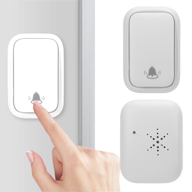 Self Generated Wireless Doorbell Set 38 Ringtones 4 Level Adjustable