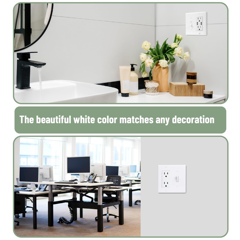 Bates- Combination Wall Plate, Toggle Switch/Decorator, White, 4.5"x4.5"/Standard Size, 2