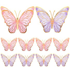 10 Centros de Mesa de Mariposas Decoración de Fiesta de Mariposas Centros de Mesa de Toppers de Mariposas Decoración de Pared para Suministros de Fiesta de Cumpleaños Baby Shower (Rosa, Púrpura)