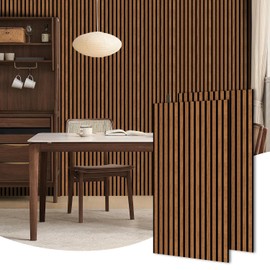 HPINUB 3D Acoustic Panels,Fluted Sound Absorbing Panel with Wood Finish for Stylish Decor and Noise Reduction,Textured Slat Wall Panels Wood Slats for Wall and Ceiling-23.6"x47.2"x2pcs(Walnut)