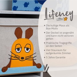 LIFENEY Meets Die Mouse Storage Box with Lid for Children - Box with the Well-known Mouse for Storing Toys - 30 x 30 x 30 cm Suitable for Classic Cube Shelves
