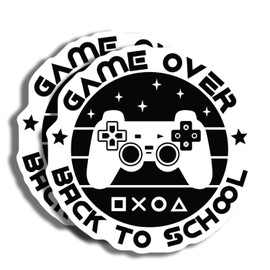 Game Over Back to School Sticker - Fun Gamer School Supplies - Cool Video Game Decal - Perfect for Laptops Or Notebooks - 5" Vinyl Sticker - Durable Design for Cars Laptops Water AAS1332
