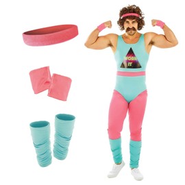 Fun Shack 80s Fitness Instructor Outfit, Aerobics Instructor Costume, 80s Fitness Instructor Costume Men, 80s Fancy Dress Men X-Large