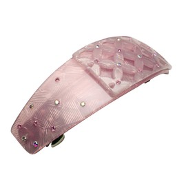 Cross Flower Layer Crystal Rhinestone Hair Barrette - Rosy Pink