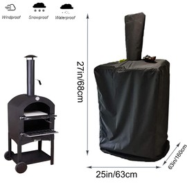 FLR 27 Inch Outdoor Pizza Oven Cover,BBQ Grill Cover, Outdoor Pizza Oven Rain Cover, Heavy Duty Dust-proof Weather Resistant Polyester Fabric Protective Cover-Black (27x25x63in)
