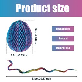 shaojian 3D Printed Snake Egg, Vivid 3D Printed Snake in Egg, Creative 3D Printed Animals Toys Relaxing Toys, Articulated Flexible Joints Snake Decor for Home Office Desk (blue green)