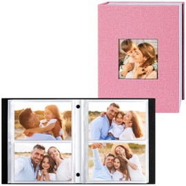 Ywlake Photo Album 4x6 200 Pockets 2 Packs, Linen Photo Albums Holds 200 Horizontal Pictures Only Pink