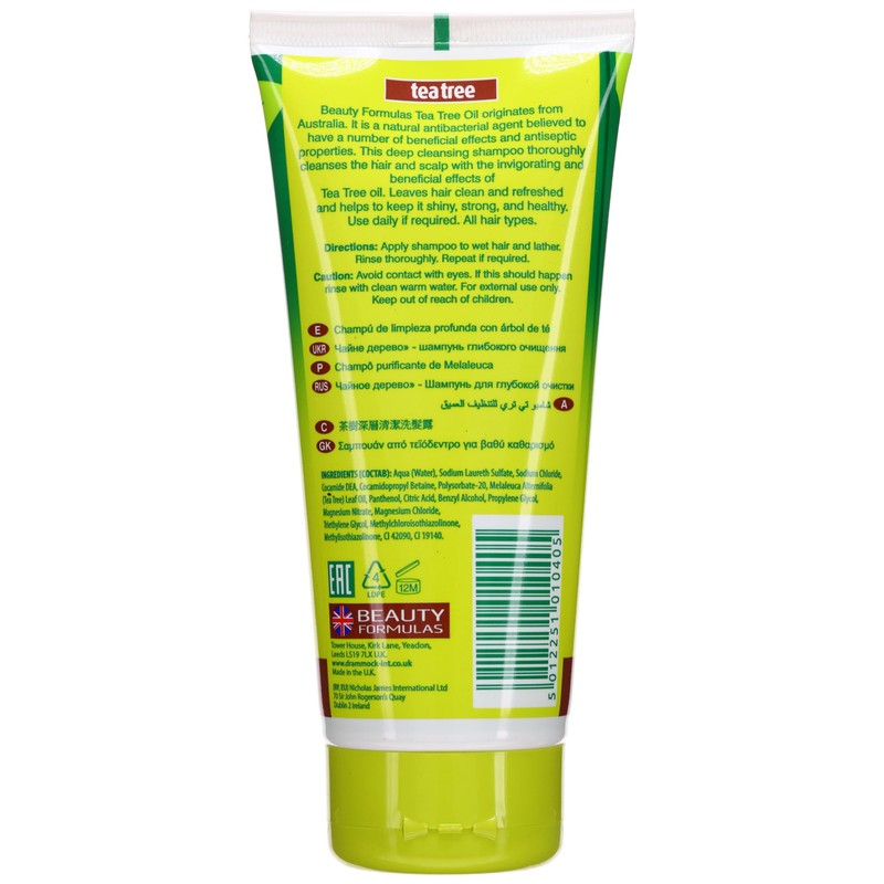 Beauty Formulas Australian Tea Tree Deep Cleansing Shampoo 200 Milliliters