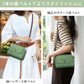 F.ZH Women's Shoulder Bag, Crossbody Bag, Lightweight, Genuine Leather, Mini Bag, Women's Bag, Soft Leather, 3 Zipper Pockets, 2 Adjustable Shoulder Straps, Small, Large Capacity, Stylish, Casual,