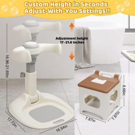 elyelsanns Baby Shower Stand with Seat - Foldable Toddler Shower Standing Support | Adjustable Height Soporte para Ba?era de Beb | Baby Bath Support Stand for 6-36 Months Toddler Standing Assistance