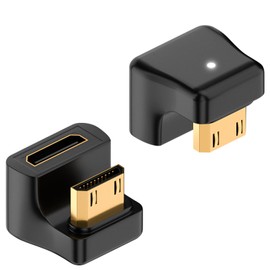 Duttek 180 Degree Mini HDMI Adapter 8K, U Shape Up Angle Mini HDMI Male to Mini HDMI Female Adapter Support 8K@60Hz Video4K@144Hz for Camera, Camcorder (2 Pack)