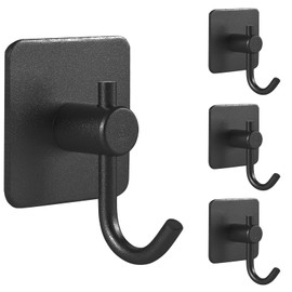 Paoli - Ganchos adhesivos resistentes, ganchos autoadhesivos, varios colores y estilos, capacidad máxima de peso de 30 libras (negro, gancho doblado cuadrado)