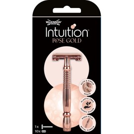 Wilkinson Sword Intuition Rose Gold Safety Razor for Women – Plastic Free Shaving with Butterfly Opening