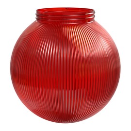 KastLite 6" Globe Light Bulb Cover with 3.25" Threaded Screw-in Neck - Acrylic Plastic Replacement for Ceiling Lamp Shades, Outdoor Mood Lighting Fixtures & Camper Awning Lights - Red, Ribbed
