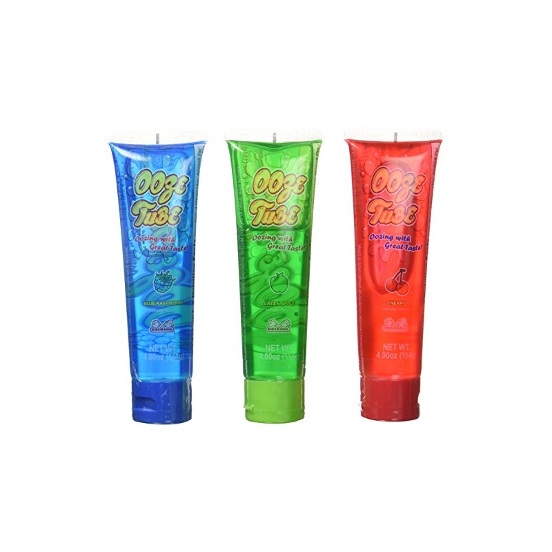 Kidsmania Ooze Tube Oozing Taste Blue Raspberry/Cherry/Green Apple, 4 Ounce